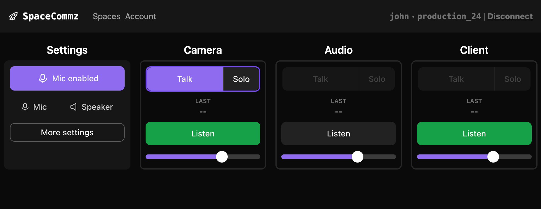 SpaceCommz interface