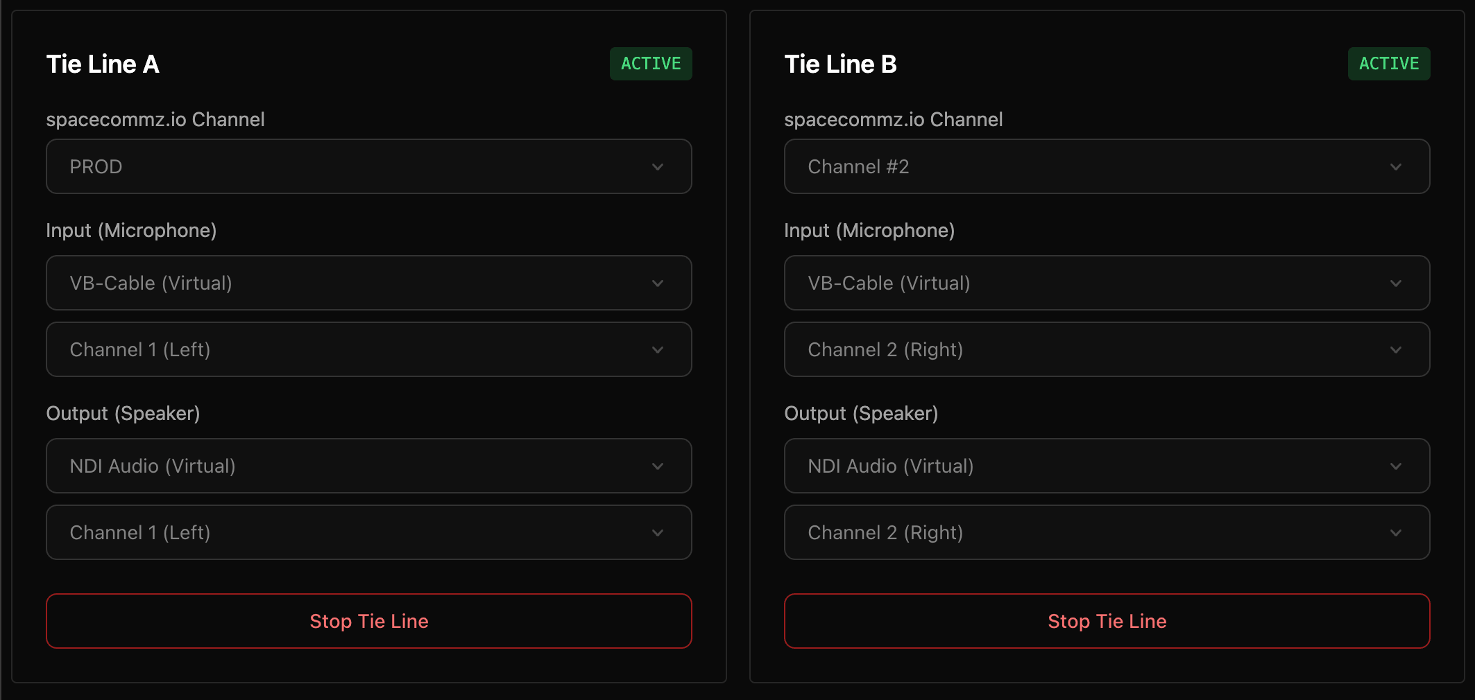 Two active tie lines